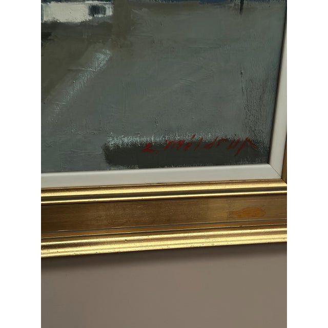 Egon Møldrup, Coastal Motif with Houses, 1950s, Oil on Canvas, Framed For Sale - Image 12 of 14