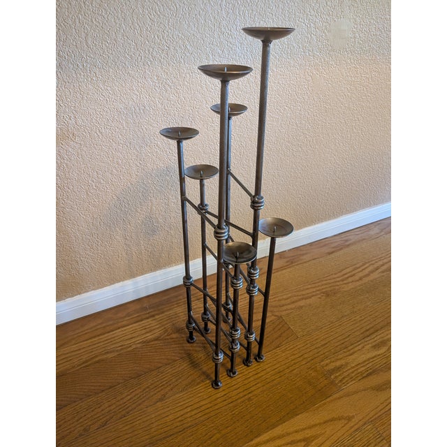 Extendable Wrought Iron Brutalist Candelabra For Sale In Los Angeles - Image 6 of 8