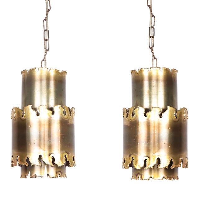 Vintage 6400 Brass Pendant Lamps by Svend Aage Holm Sørensen for Holm Sørensen & Co, 1960s, Set of 2 For Sale