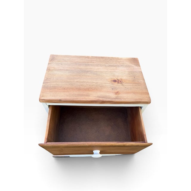 1950s Vintage Handmade Solid Wood Walnut & Ivory Nightstands, Pair For Sale - Image 5 of 10