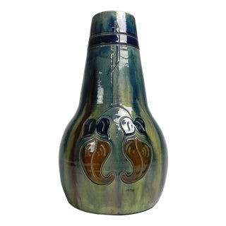 Flemish Art Deco Vase with Floral Motifs, 1920s For Sale