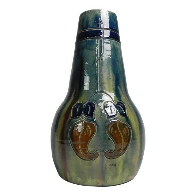 Flemish Art Deco Vase with Floral Motifs, 1920s For Sale