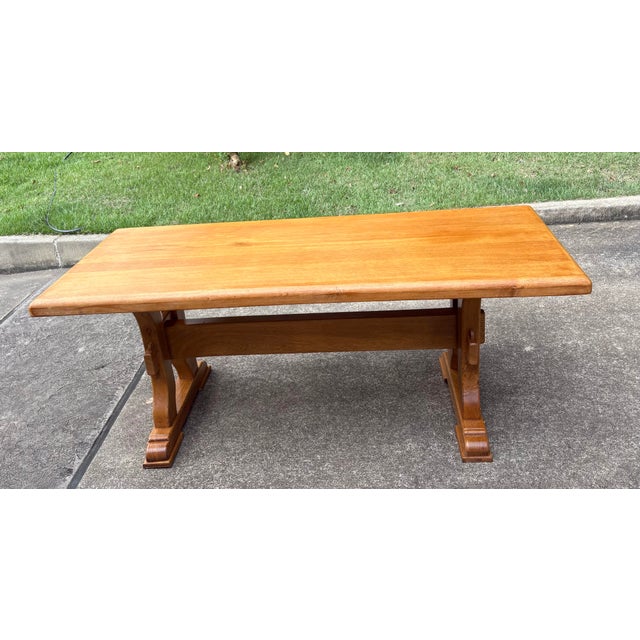 French Country Vintage French Country Trestle Dining Table For Sale - Image 3 of 12