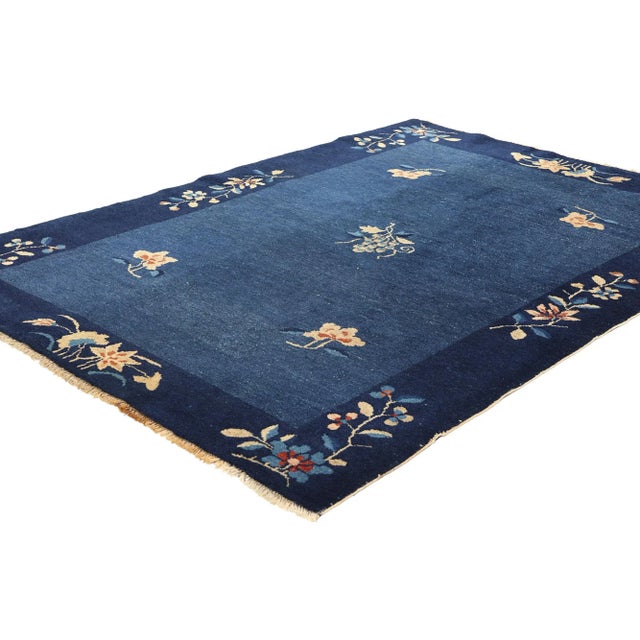 78762 Antique Blue Chinese Peking Rug, 04'00 x 05'09. Chinese Peking rugs, originating from Beijing (formerly known as...