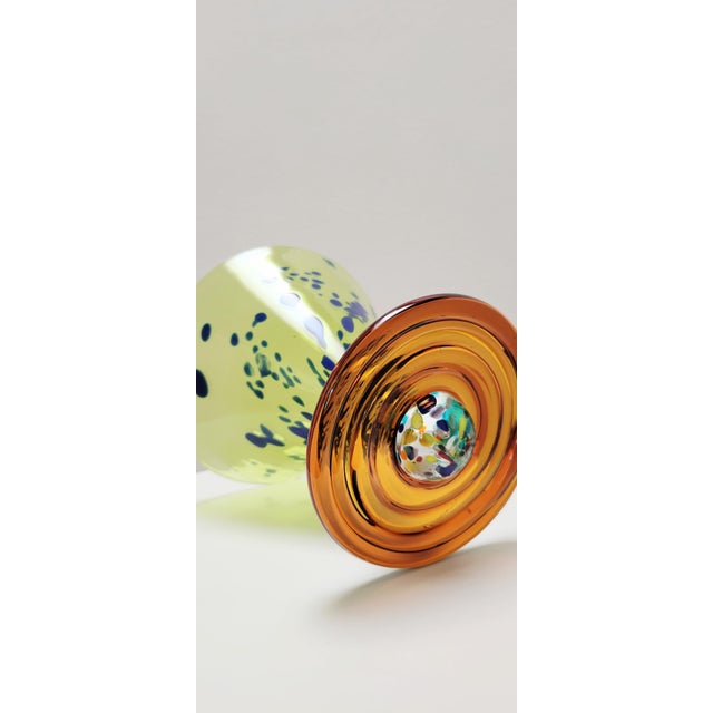 2000 - 2009 Signed Kinetic Art Glass Martini Glass 2003 Y2k For Sale - Image 5 of 5