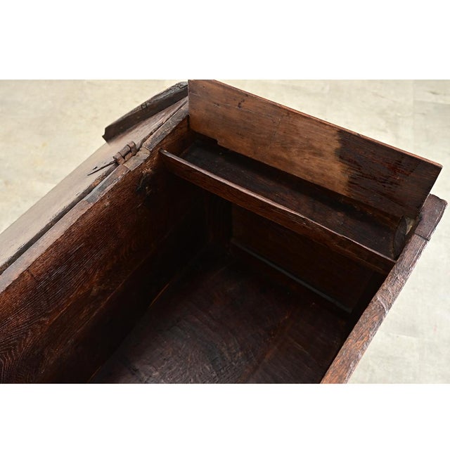 Brown French 19th Century or Earlier Carved Oak Coffer For Sale - Image 8 of 11