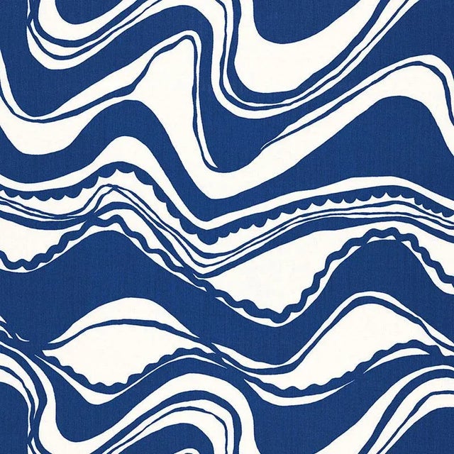 Abstract Schumacher X Trina Turk Carmel Coastline Print Fabric in Surf For Sale - Image 3 of 3