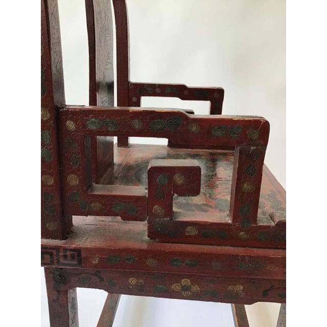Chinese 1920s Chinese Scarlet Painted Lacquered Armchair For Sale - Image 3 of 13