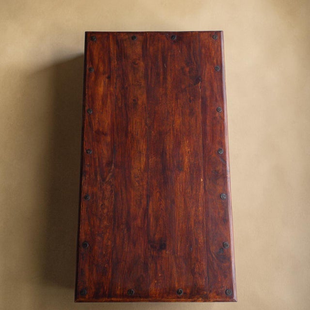 Brown 1960s Spanish Colonial Revival Style Coffee Table With Wrought Iron Details For Sale - Image 8 of 8