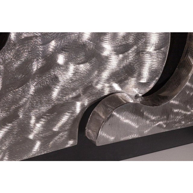 1990s 1999 Signed Curtis Jere Puzzle Piece Brushed Metal Wall Sculptures - A Pair For Sale - Image 5 of 12