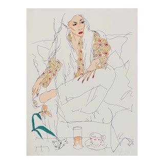 1979 Vasilios Janopoulos Portrait of a Lady Lithograph For Sale