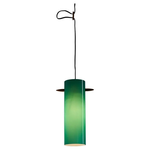 Green Mid-Century Green Glass Cylinder with Wooden Stem Luxus, Sweden, 1960s For Sale - Image 8 of 8