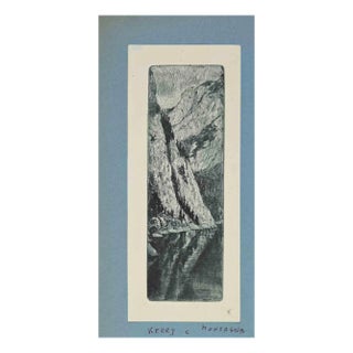 Christine Kerry, Ex Libris: Mountains, Woodcut, 1940s For Sale