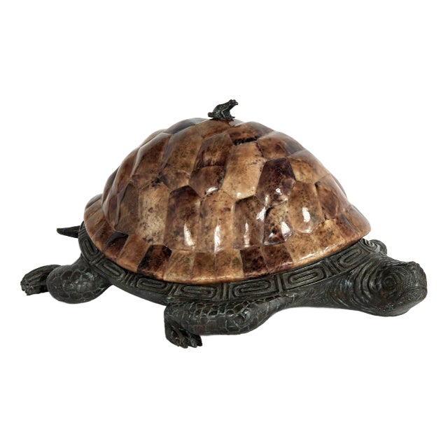 Vintage Bronze and Faux Tortoise Shell Turtle Box by Maitland Smith For Sale