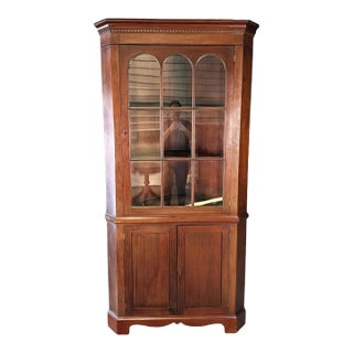 Vintage Solid Wood Corner Cabinet For Sale