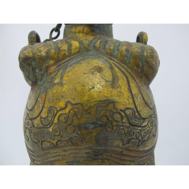 Green Chinese Antique Gilt Bronze Ware Cicada Wine Pot Vessel With Lid & Handle For Sale - Image 8 of 14