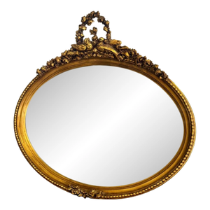 Italian Oval Wall Mirror – Horizontal Gold Leaf Frame