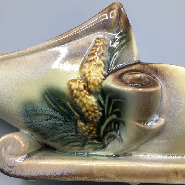 1950’s Hull Parchment and Pine Console Planter/Vase For Sale - Image 11 of 13