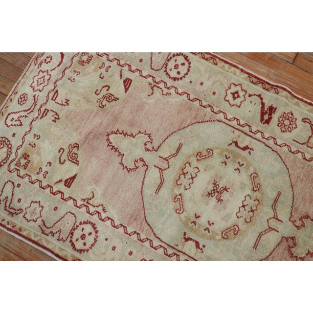 Mid 20th Century Vintage Zabihi Collection Turkish Anatolian Small Pink Red Rug - 3'1" x 5'8" For Sale - Image 5 of 8
