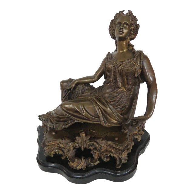 French Bronze Early 1900s Woman Figure Statue Sculpture For Sale