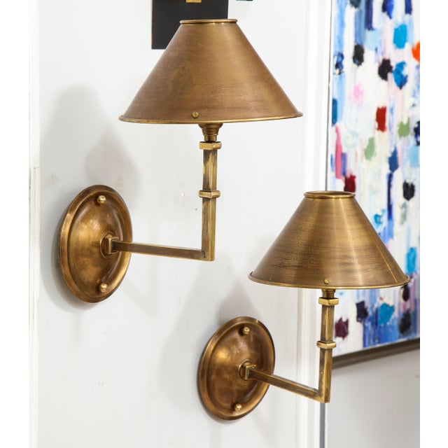 Bespoke Patinated Brass Sconces - a Pair For Sale In New York - Image 6 of 12