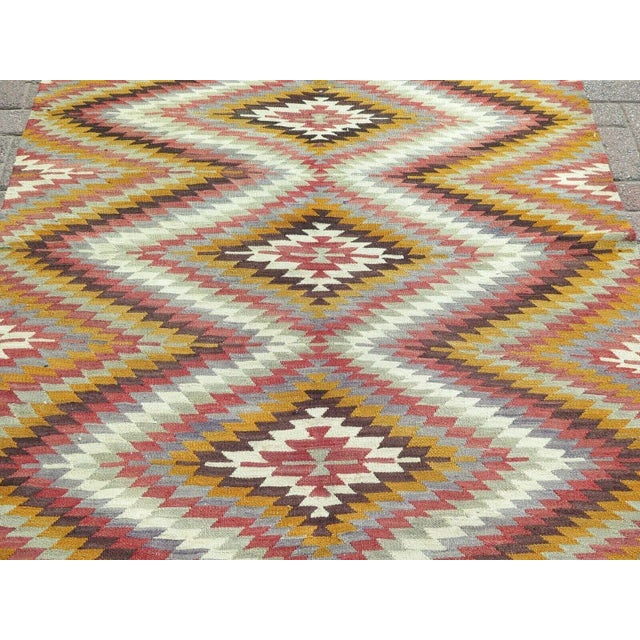 Traditional 1960s Vintage Turkish Handmade Kilim Rug - 59"x106" For Sale - Image 3 of 12