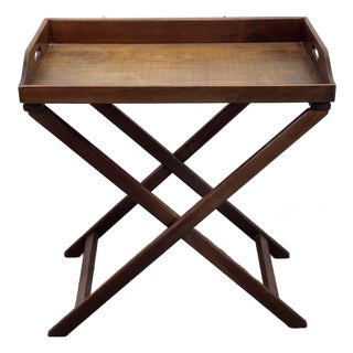 Early 20th Century English Regency Walnut Butler's Serving Tray Table For Sale