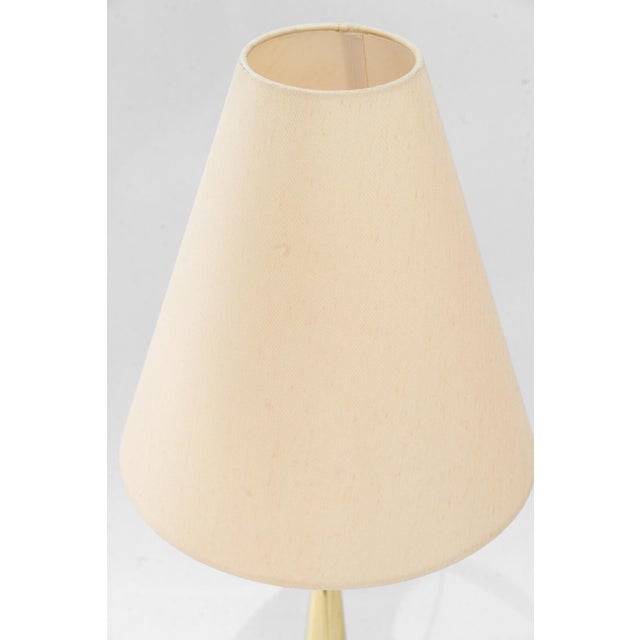 Gold Large Art Deco Glass and Brass Table Lamp with Fabric Shade, Vienna, 1920s For Sale - Image 8 of 15