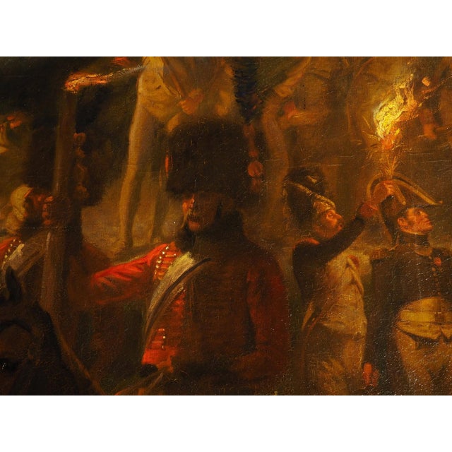 Napoleon and His Troops, a Large Antique Oil on Canvas Painting, 96.5 X 78 In For Sale - Image 16 of 18
