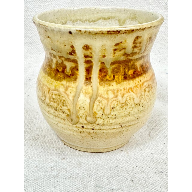 Vintage signed and stamped Michael Obranovich small pottery vase. Warm earth tones. Perfect to use with flowers, as a...