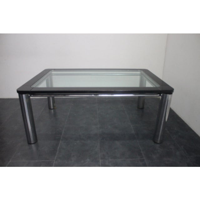 Black Black Lacquer Wood, Steel, and Glass Dining Table by Marco Zanuso for Zanotta, 1970s For Sale - Image 8 of 8