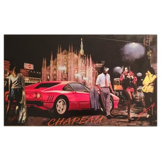 Giuliano Pisati, Chapeau Duomo Ferrari, Retouched Print on Canvas For Sale