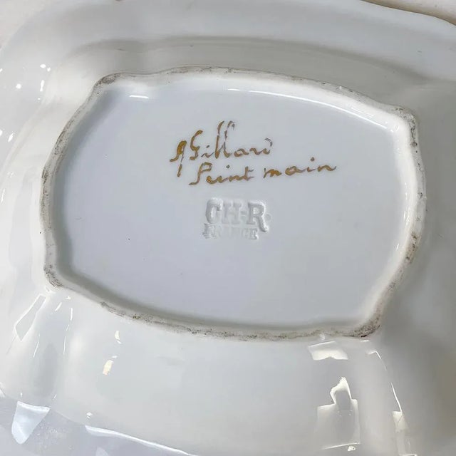 19th Century French Limoges Hand-Painted Covered Serving Dish For Sale - Image 11 of 13