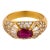 Vintage Ruby Diamond 18k Yellow Gold Ring, Size 6.75 For Sale