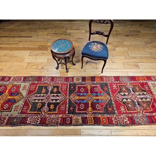 Mid 20th Century Early 20th Century Turkish Oushak Runner, Hand-Knotted Wool, 3' x 16' For Sale - Image 5 of 16