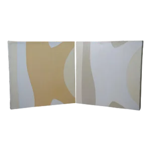 2 Everette Modern Abstract Oil Paintings on Canvas Neutral Pair 20"