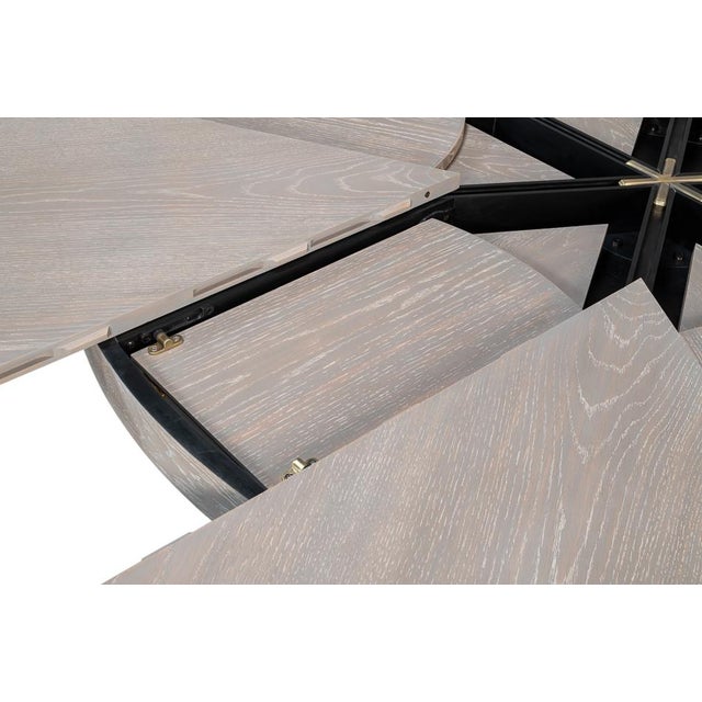 Round Casual Jupe Table With Bluish Gray Moonskin Finish For Sale - Image 10 of 12