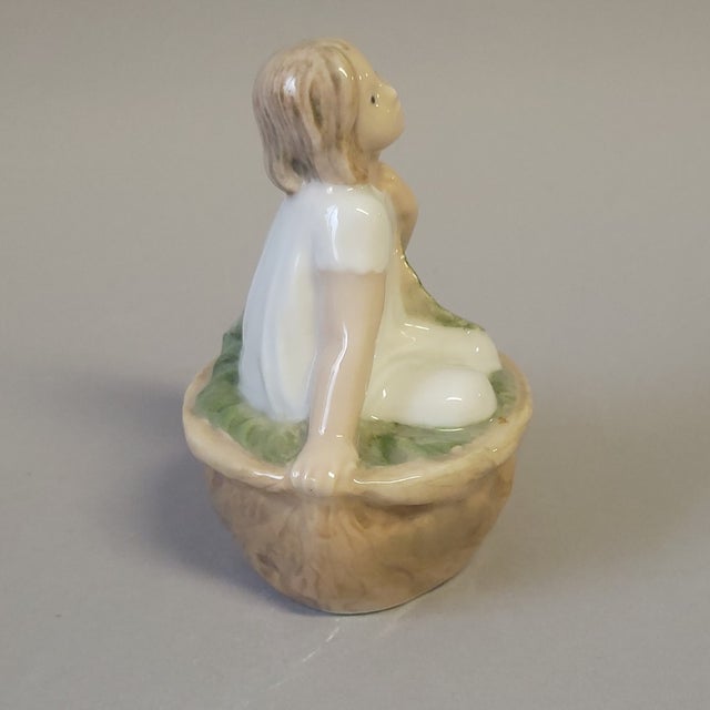 Figurative Royal Copenhagen “Thumbelina in Walnut Shell” Porcelain Figurine For Sale - Image 3 of 7