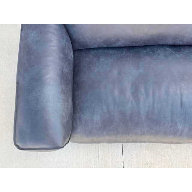Contemporary Valmont Charcoal Leather Modern Sofa Attributed to Paul Michael Company For Sale - Image 3 of 12