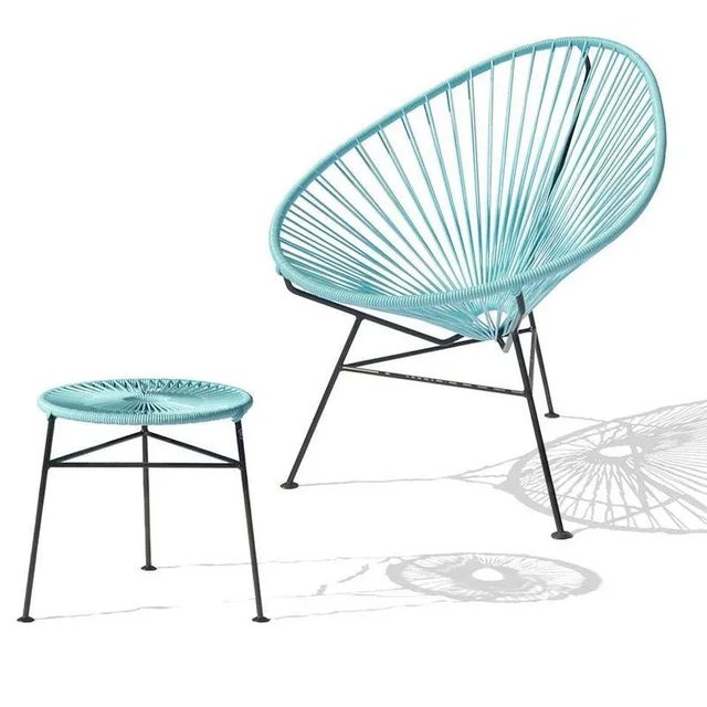 Light blue centro stool by ok design dimensions: d 42 x h 42 cm. Materials: powder-coated metal, pvc cord.