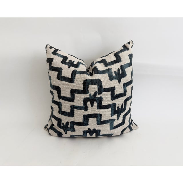 Metal Designer Abstract Linen Pillow For Sale - Image 7 of 7
