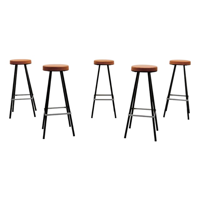 Mid-Century Modern Bar Stools, 1950s, Set of 5 For Sale