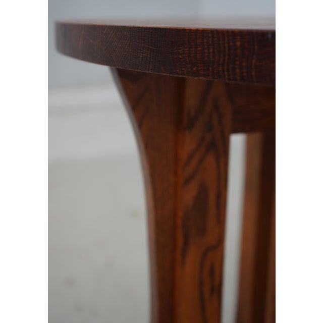 1980s Mission Style Oak Round Occasional Table For Sale - Image 5 of 13