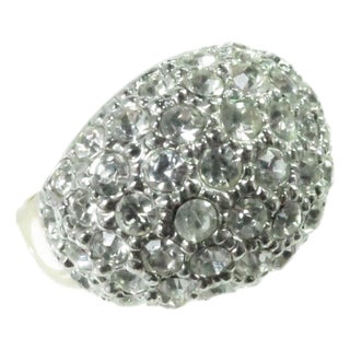 Vintage Crystal Domed Cocktail Ring 1970s, Size 8 For Sale