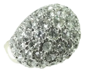 Vintage Crystal Domed Cocktail Ring 1970s, Size 8