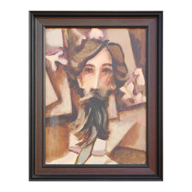 Modern abstract figurative portrait print by Houston, TX artist David Adickes. The work features a central bearded male...