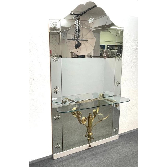 Mid-Century Italian Modern Mirror with Console by Pier Luigi Colli for Cristal Arte, Set of 2 For Sale - Image 18 of 18
