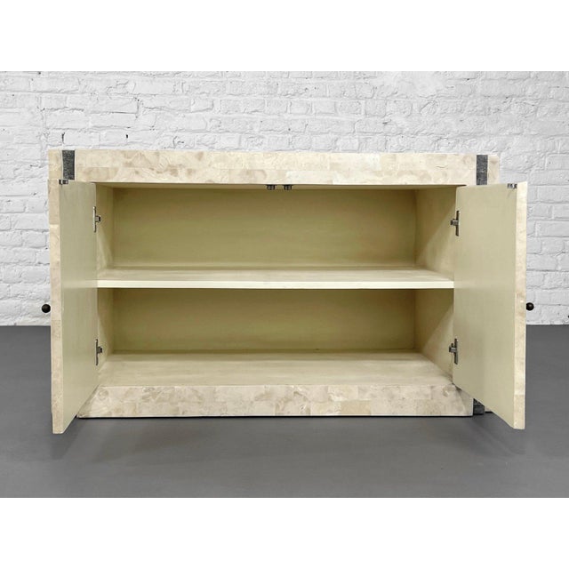 Mid-Century Modern Vintage Sideboard in Stone Marquetry and Brass Inlay, 1980s For Sale - Image 3 of 12