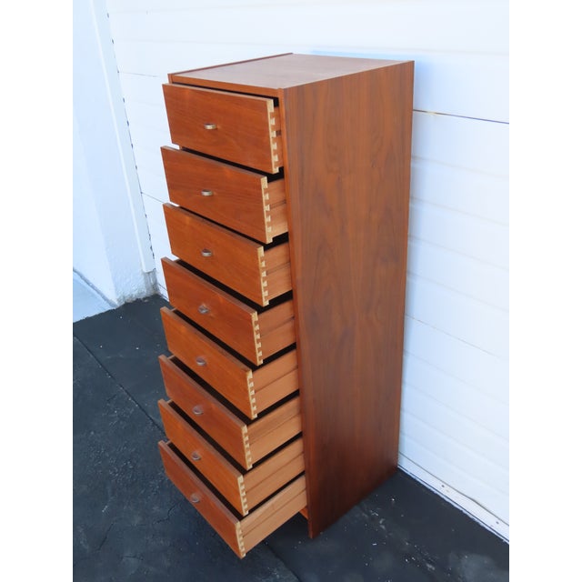 Mid Century Danish Modern Tall Narrow Lingerie Jewelry Chest 6628 For Sale In Miami - Image 6 of 15