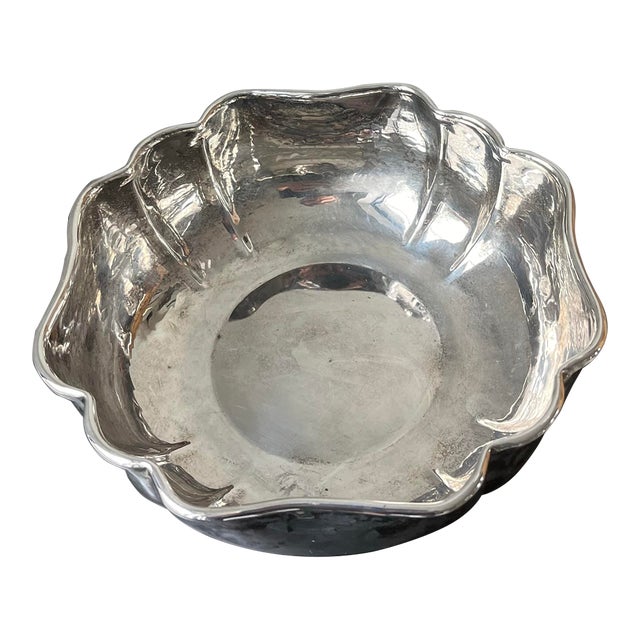 Mid-Century Christian Dior Silver Plate Pleated Bowl For Sale